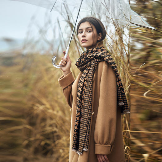 谜底中长款羊毛呢大衣女2023冬新品宽松双排扣毛呢外套234MD1497 商品图1