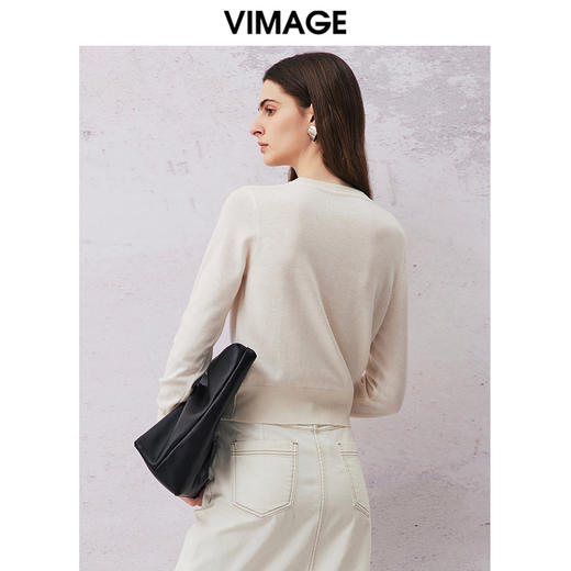VIMAGE纬漫纪春季新款通勤气质显瘦纯色针织衫V2101718 商品图4