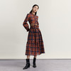 谜底格子连衣裙长袖2023冬季新品复古浪漫大摆型长裙女234ML1566 商品缩略图3