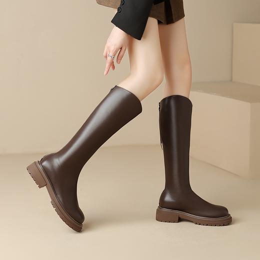 ZHR马丁靴V口骑士靴女2023秋冬新款黑色厚底长筒靴小个子瘦瘦靴子 商品图10