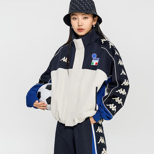 卡帕（Kappa）复古运动棉服2024新款女刺绣户外短款防寒服K0E22MM02 商品图0