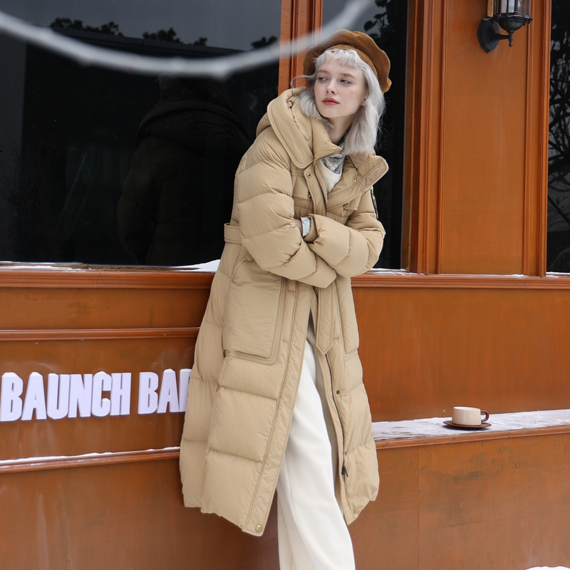 谜底超长款羽绒服女2023冬季新品时尚修身加厚保暖鸭绒234MY1482