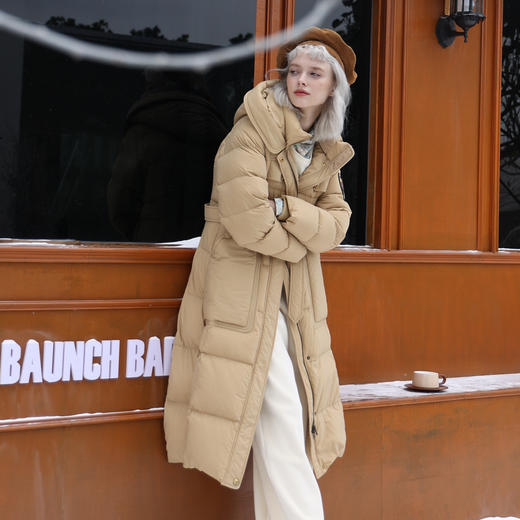 谜底超长款羽绒服女2023冬季新品时尚修身加厚保暖鸭绒234MY1482 商品图0