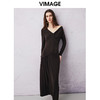 VIMAGE纬漫纪春季新款设计感小众法式复古气质修身连衣裙V2177705 商品缩略图1