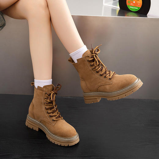 ZHR马丁靴2023秋冬新款复古时尚洋气双带厚底休闲工装靴女靴 商品图1