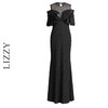 LIZZY优雅轻奢斗篷袖修身显瘦黑色礼服宴会婚庆派对长款连衣裙7194 商品缩略图4