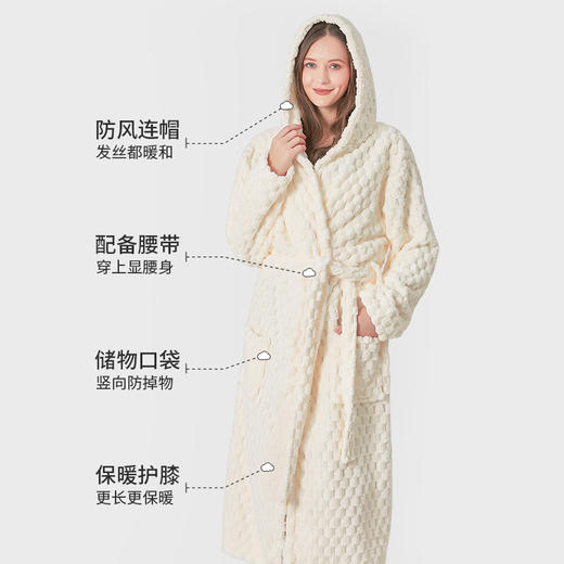 优选丨【长袖带帽 云朵格浴袍】柔软加大，全身可裹，情侣通用，胖瘦皆宜 不挑身材 商品图5