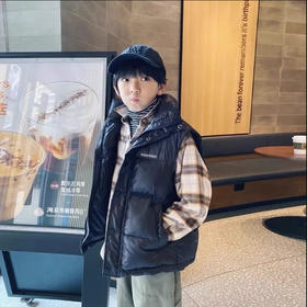 【立领按扣设计，秋冬舒适棉服马甲！】2023冬季儿童加厚羽绒棉，马甲立领大男孩女童，春秋外穿坎肩背心马夹，平衡温差 一件就够