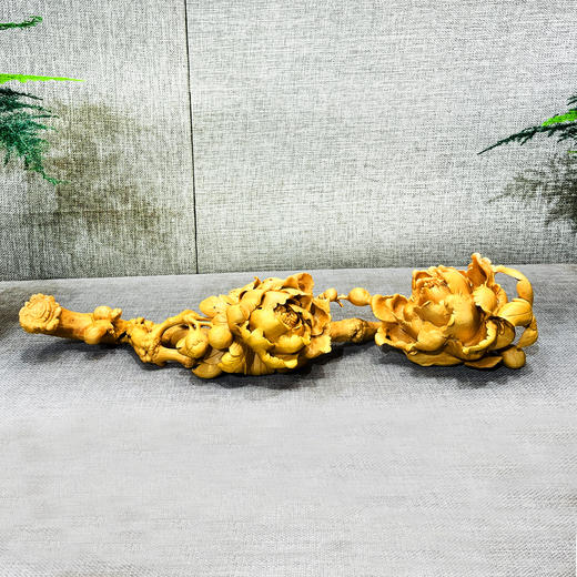 花开富贵°黄杨木如意摆件 商品图0