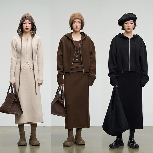 UMILAB【期待】穿搭万金油100%羊毛百搭显瘦开衫/帽衫/半裙BE166W 商品图1