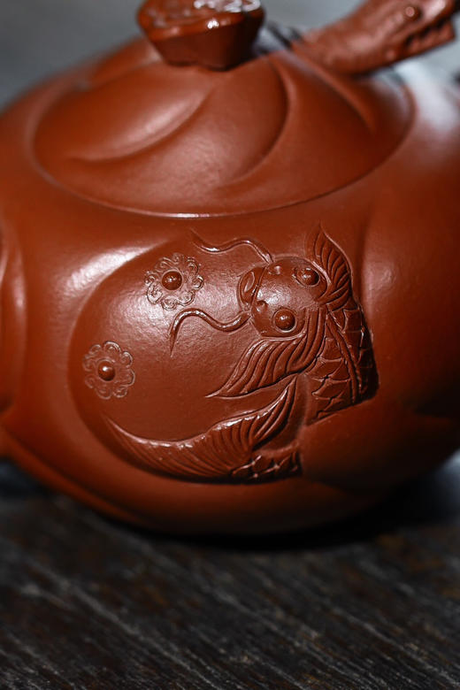 【青山特惠】宜兴原矿精品全手工朱泥鱼化龙紫砂壶 • 王文浩 150cc 商品图5