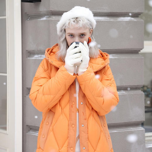 谜底连帽中长款羽绒服女2023冬季新品时尚宽松鸭绒保暖234MY1461 商品图3