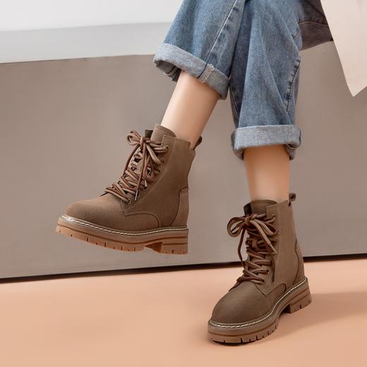 ZHR马丁靴2023秋冬新款复古时尚洋气双带厚底休闲工装靴女靴 商品图10