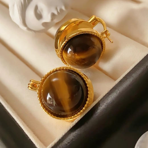 【双12嗨购节】【全球购·花少同款】BAOFANDI虎眼石系列秋冬美拉德 中古虎眼石耳饰套装S925银针防过敏 虎眼石多宝拼色套装 拼色巴洛克珍珠项链·国庆现货开抢 商品图6