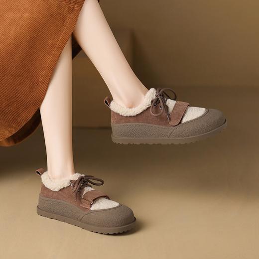 ZHR休闲鞋女2023年秋冬新款潮流休闲百搭保暖魔术贴平底毛毛棉鞋 商品图5