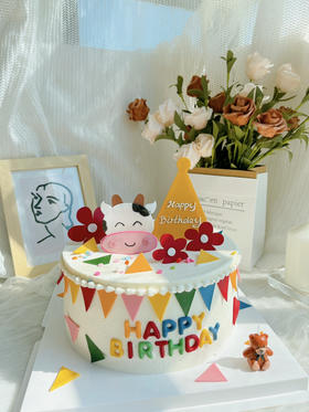 （生肖可换）小彩旗蛋糕
