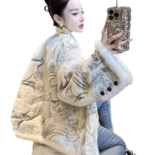 AHM- ymy5020新中式白色刺绣唐装棉服女2023冬季新款时尚高级感保暖国风外套 商品图4