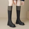 ZHR长筒靴女靴2023秋冬新款加绒保暖休闲百搭拼色厚底显瘦骑士靴 商品缩略图1