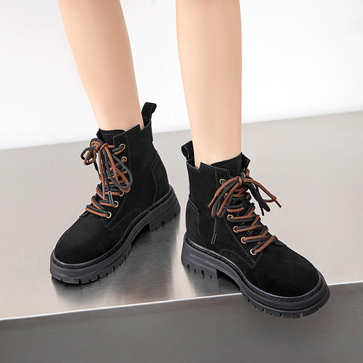 ZHR马丁靴2023秋冬新款复古时尚洋气双带厚底休闲工装靴女靴 商品图6