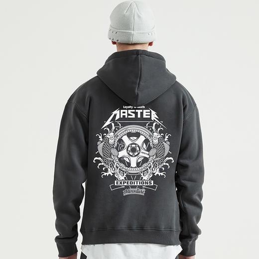 自由基地冬季保暖抓绒带帽套头oversize落肩机车越野团日系风卫衣 NMT-2087 商品图0