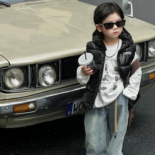 【温暖羽绒！添衣保暖】儿童马甲男童背心宝宝春秋新款，羽绒棉马夹连帽外套女童保暖坎肩女，柔软舒适，透气性好 商品图0