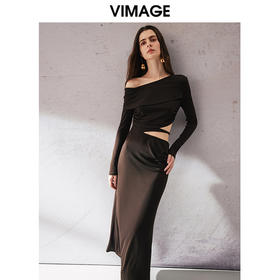 VIMAGE纬漫纪春季新款设计感小众收腰气质连衣裙V2177704