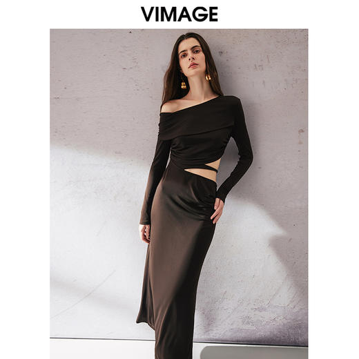 VIMAGE纬漫纪春季新款设计感小众收腰气质连衣裙V2177704 商品图0