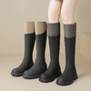 ZHR长筒靴女靴2023秋冬新款加绒保暖休闲百搭拼色厚底显瘦骑士靴 商品缩略图8