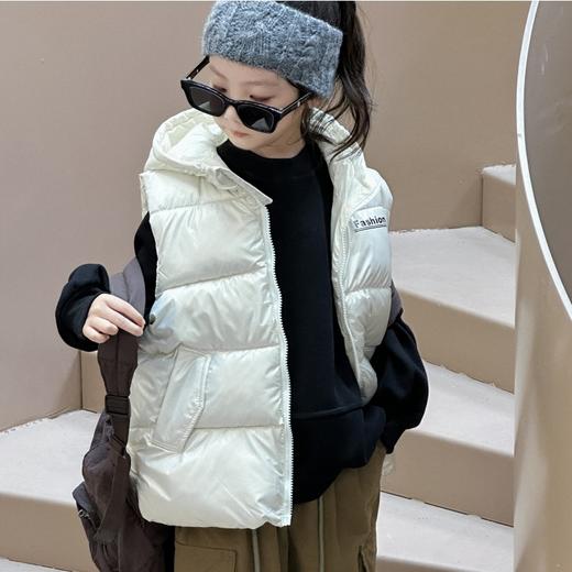 【温暖羽绒！添衣保暖】儿童马甲男童背心宝宝春秋新款，羽绒棉马夹连帽外套女童保暖坎肩女，柔软舒适，透气性好 商品图4