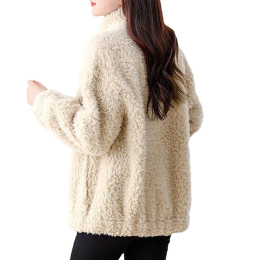 AHM- tywf8210高领拼接加厚保暖羊羔毛外套2023冬季新款小众设计感颗粒绒大衣 商品图4