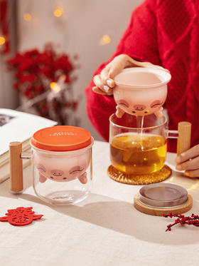 摩登主妇龙腾腾新年玻璃泡茶杯办公室茶水分离杯子家用高颜值水杯