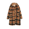 谜底格子连帽大衣女2023冬款复古宽松渔夫扣羊羔毛外套234MD1471 商品缩略图4