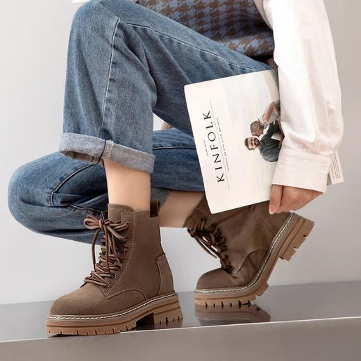 ZHR马丁靴2023秋冬新款复古时尚洋气双带厚底休闲工装靴女靴 商品图9