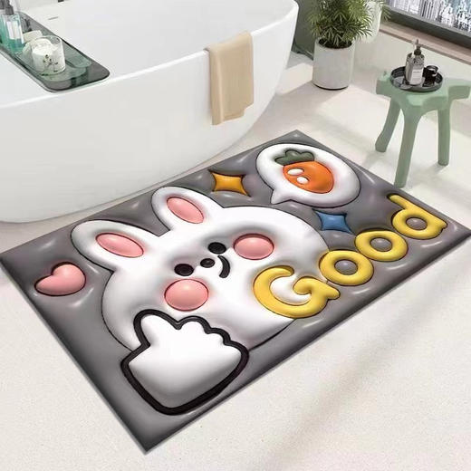 【Q弹柔软！环保亲肤】浴室防滑垫厕所卫生间地垫脚垫3D立体感膨胀小花软硅藻泥吸水地垫，纹理防滑设计，让你无需担心湿滑。ry 商品图4