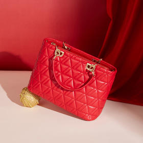 【蛇年中国红礼品系列】梦特娇新款秋冬优雅菱格戴妃包