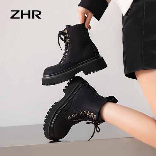 ZHR大黄蜂马丁靴女2023新款马丁靴厚底靴子女冬季加绒英伦小短靴 商品图7
