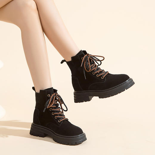 ZHR马丁靴2023秋冬新款复古时尚洋气双带厚底休闲工装靴女靴 商品图7
