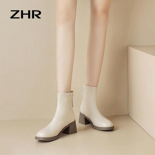 ZHR马丁靴女2023新款冬季法式小短靴瘦瘦靴小个子女靴加绒时装靴 商品图8
