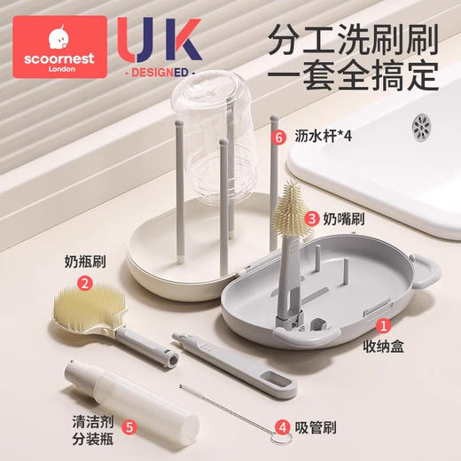 科巢婴儿硅胶便携奶瓶刷宝宝专用清洗刷旅行装收纳盒套装清洁刷 商品图1