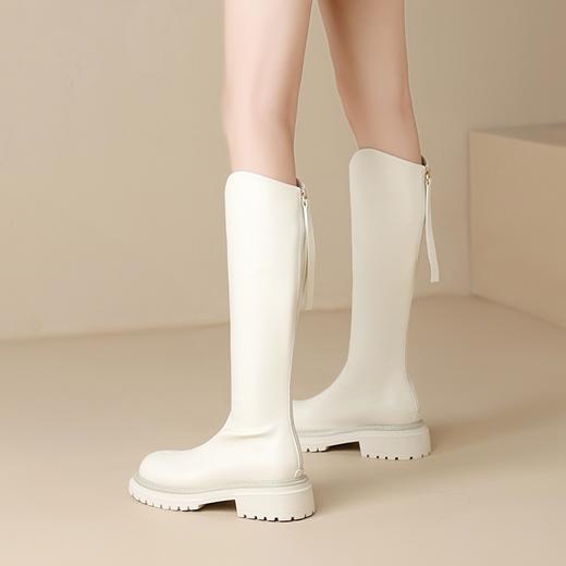 ZHR马丁靴V口骑士靴女2023秋冬新款黑色厚底长筒靴小个子瘦瘦靴子 商品图7