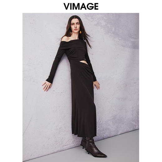 VIMAGE纬漫纪春季新款设计感小众收腰气质连衣裙V2177704 商品图3