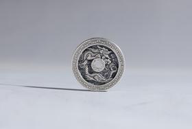 矩德泉坊 纯银手作 龙凤银币（3.3厘米錾刻版）  gq230700729