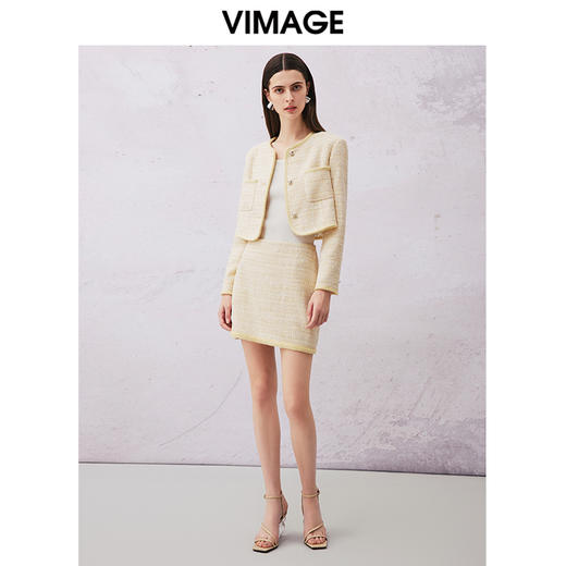 VIMAGE纬漫纪春季新款气质高级感小香风显瘦短外套V2103702 商品图1