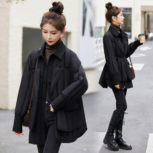 纯色简约，定制面料超显瘦90白鸭绒收腰羽绒服HR-BX2366 商品图3