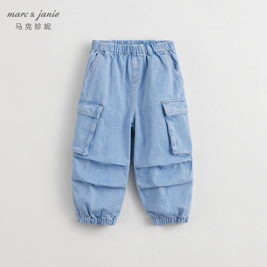 马克珍妮女童大口袋工装牛仔裤儿童纯棉休闲束脚裤春款新品240213 商品图1