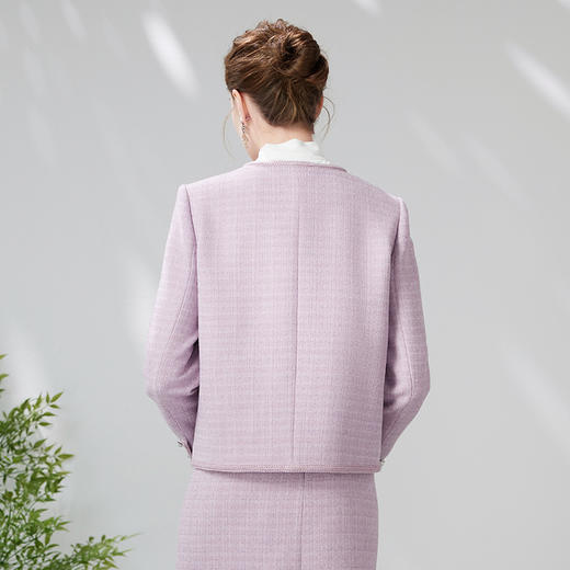 EITIE爱特爱气质优雅经典复古香风浅紫色温柔百搭短外套24春新款A2403303 商品图4