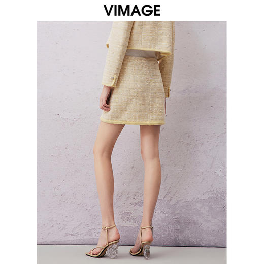 VIMAGE纬漫纪春季气质高级感小香风高腰显瘦半身裙V2106701 商品图4