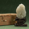 和田玉雕童子戏莲山子摆件（红木座） 商品缩略图4