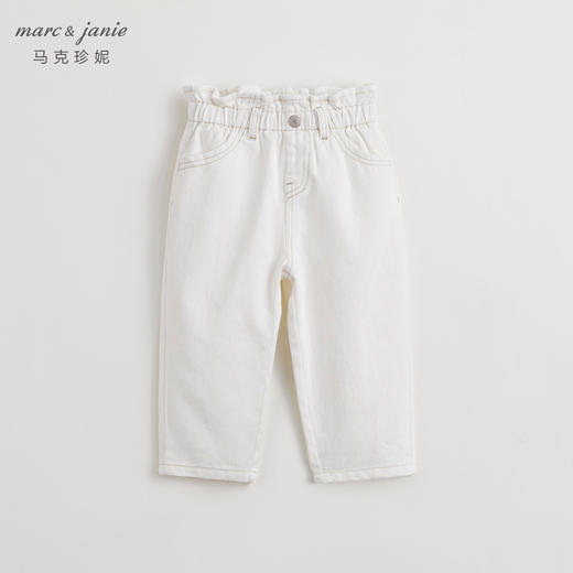 马克珍妮女童牛仔萝卜裤 儿童纯棉花边腰头休闲裤春款新品240227 商品图1
