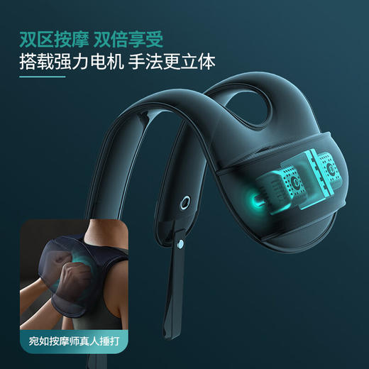 飞利浦（PHILIPS）颈部按摩仪颈椎按摩器按摩披肩 力度可调节U型腰部背部肩颈一体捶背器【送家人长辈父母生日礼物】 仿真人捶打 PPM3203N【定制蓝色】 商品图1